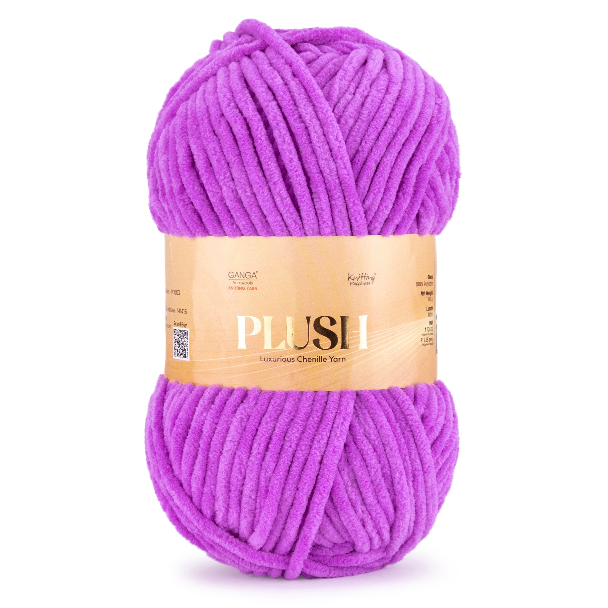 Plush Luxurious Chenille Yarn Pack of 2 balls (100 g * 2 = 200 g)